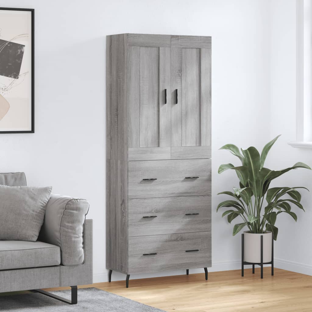 Dulap înalt, gri sonoma, 69,5x34x180 cm, lemn compozit GartenMobel Dekor