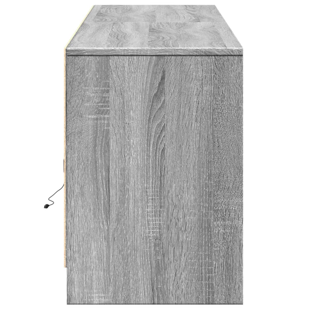 Dulap TV cu LED, gri sonoma, 180x34x50 cm, lemn prelucrat GartenMobel Dekor