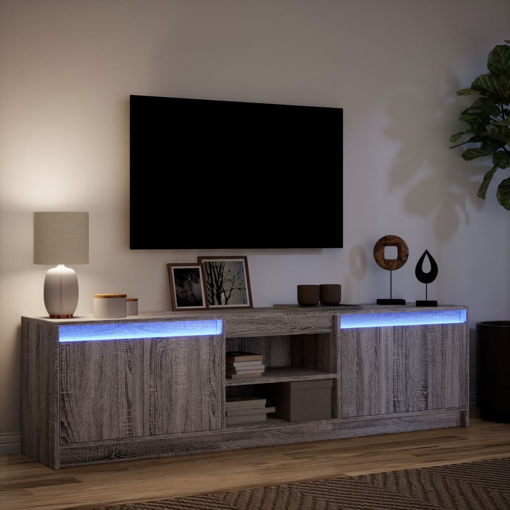 Dulap TV cu LED, gri sonoma, 180x34x50 cm, lemn prelucrat GartenMobel Dekor