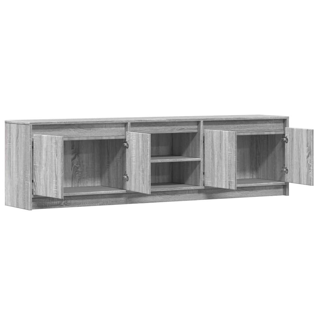 Dulap TV cu LED, gri sonoma, 180x34x50 cm, lemn prelucrat GartenMobel Dekor