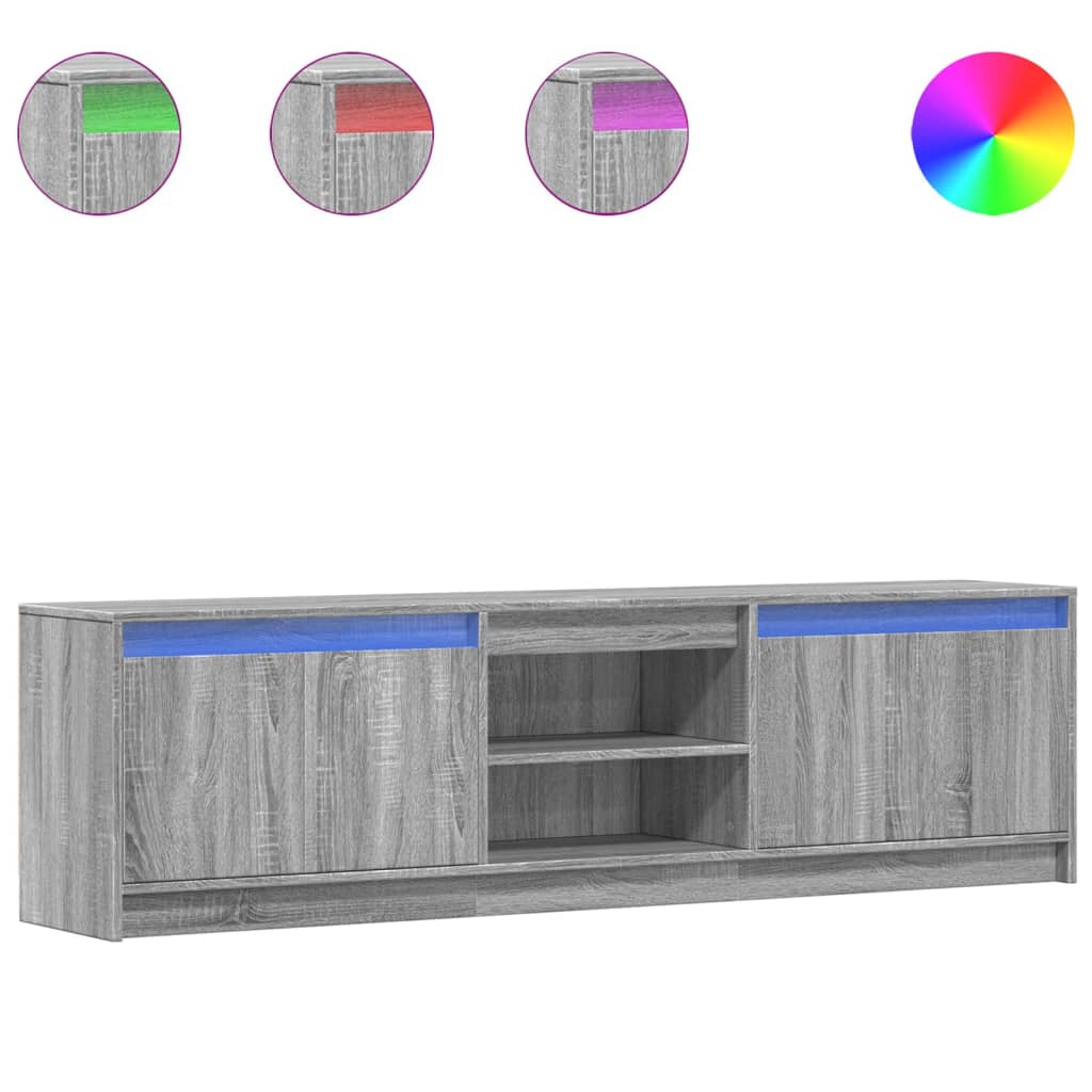 Dulap TV cu LED, gri sonoma, 180x34x50 cm, lemn prelucrat GartenMobel Dekor