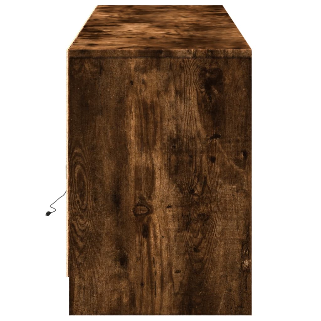 Dulap TV cu LED, stejar fumuriu, 180x34x50 cm, lemn prelucrat GartenMobel Dekor
