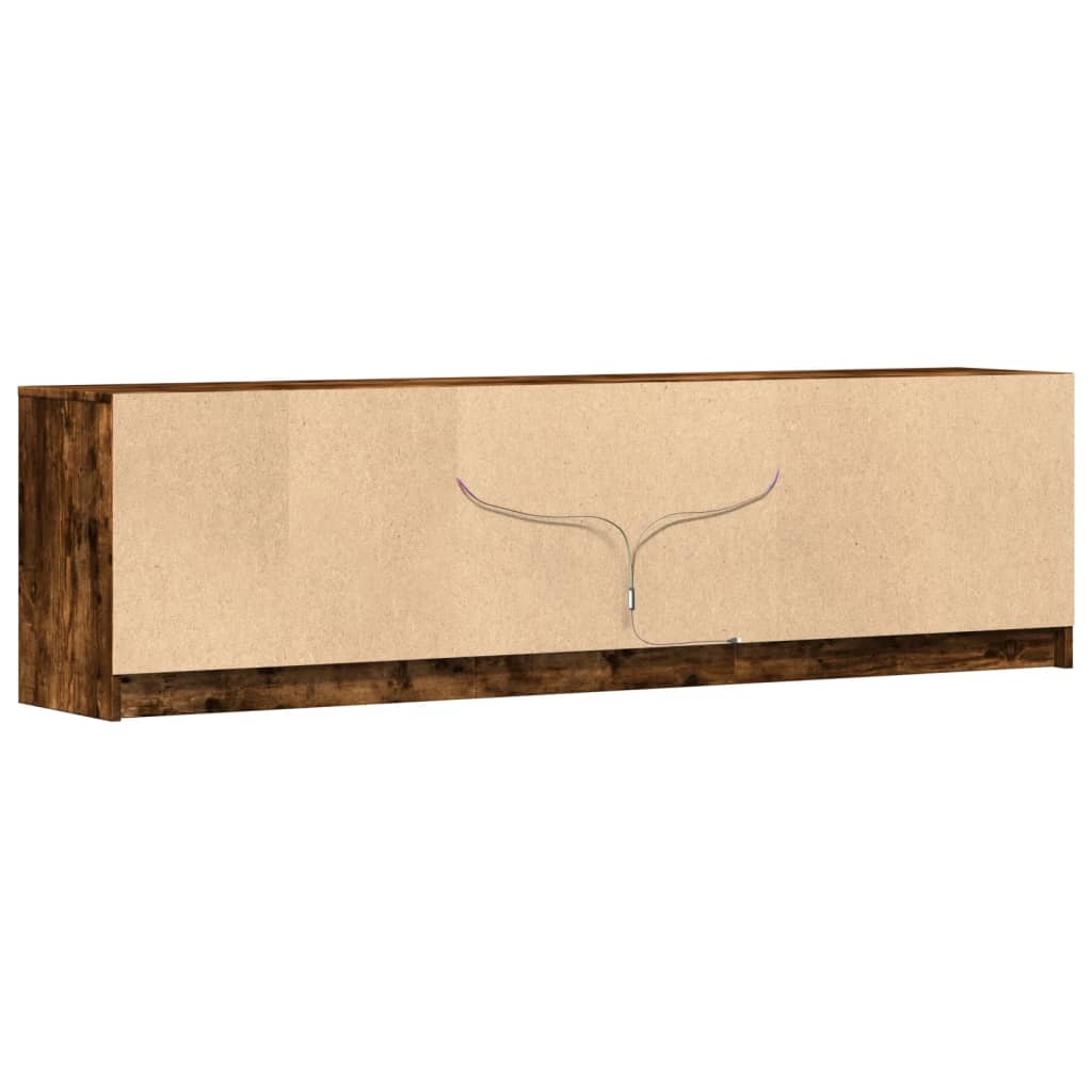 Dulap TV cu LED, stejar fumuriu, 180x34x50 cm, lemn prelucrat GartenMobel Dekor