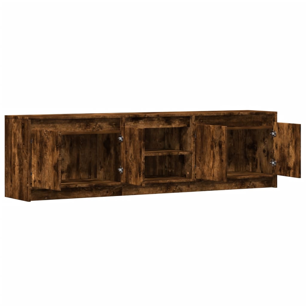 Dulap TV cu LED, stejar fumuriu, 180x34x50 cm, lemn prelucrat GartenMobel Dekor