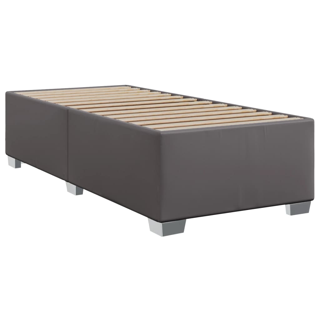 Pat box spring cu saltea, gri, 80x200 cm, piele ecologică GartenMobel Dekor
