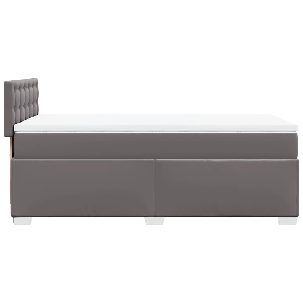 Pat box spring cu saltea, gri, 80x200 cm, piele ecologică GartenMobel Dekor