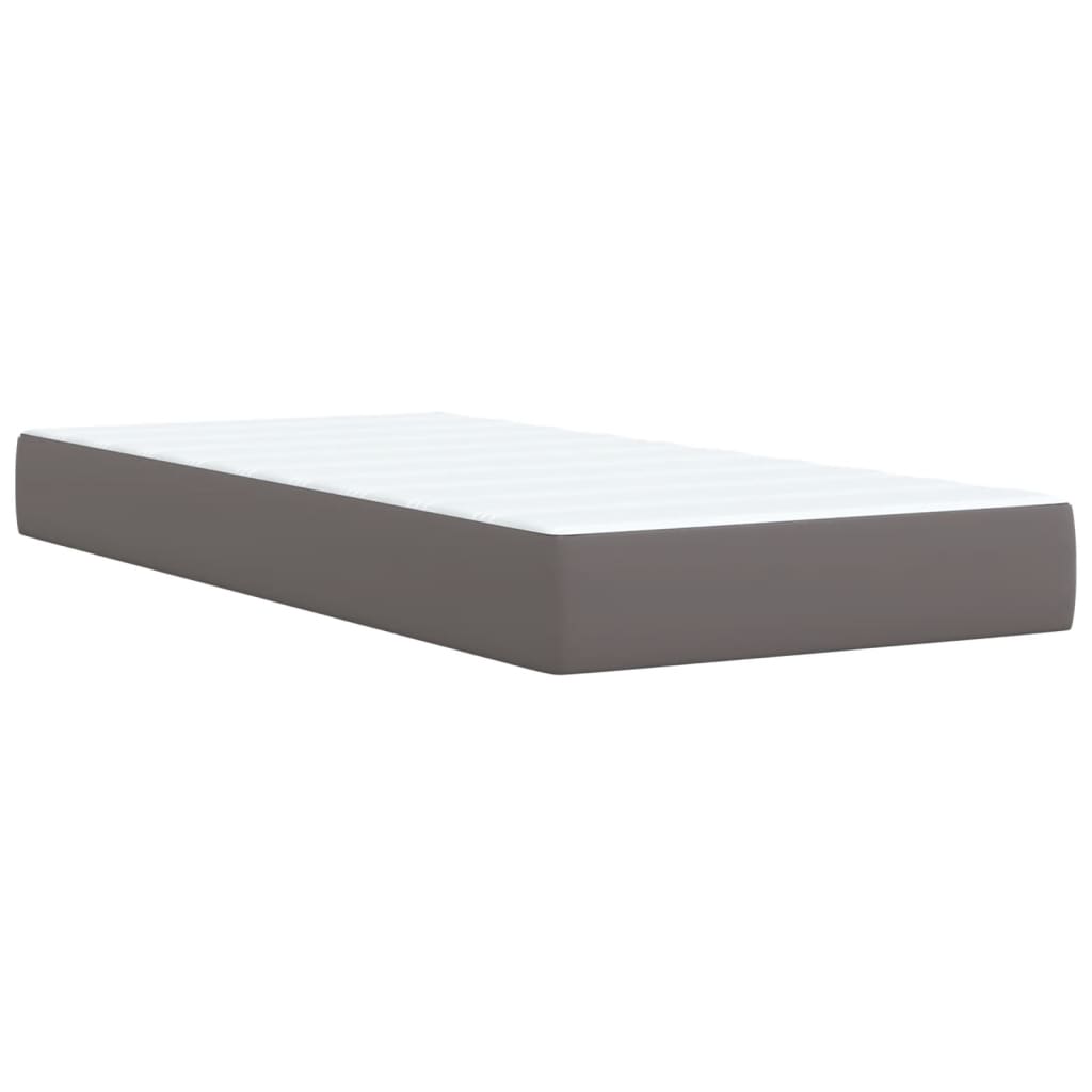 Pat box spring cu saltea, gri, 80x200 cm, piele ecologică GartenMobel Dekor