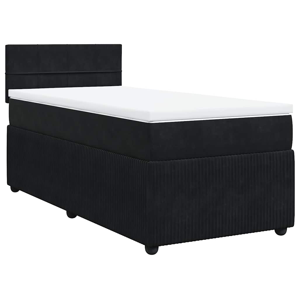 Pat box spring cu saltea, negru, 80x200 cm, catifea GartenMobel Dekor