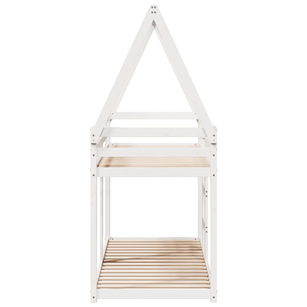 Pat supraetajat cu acoperiș, alb, 80x200 cm, lemn masiv de pin GartenMobel Dekor