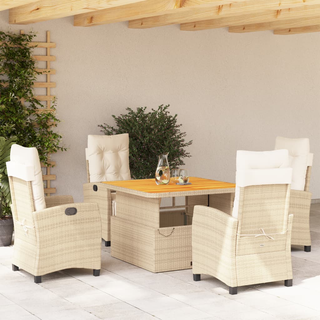 Set mobilier de grădină cu perne, 5 piese, bej, poliratan GartenMobel Dekor