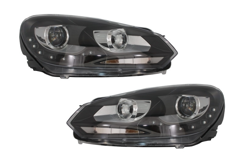 Faruri LED VW Golf 6 VI (10.2008-2012) DAYLIGHT DRL GTI Look Negru Performance AutoTuning