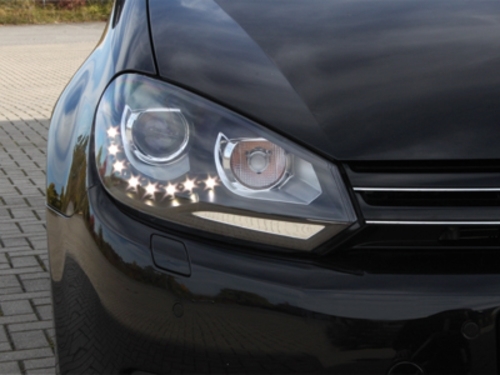 Faruri LED VW Golf 6 VI (10.2008-2012) DAYLIGHT DRL GTI Look Negru Performance AutoTuning