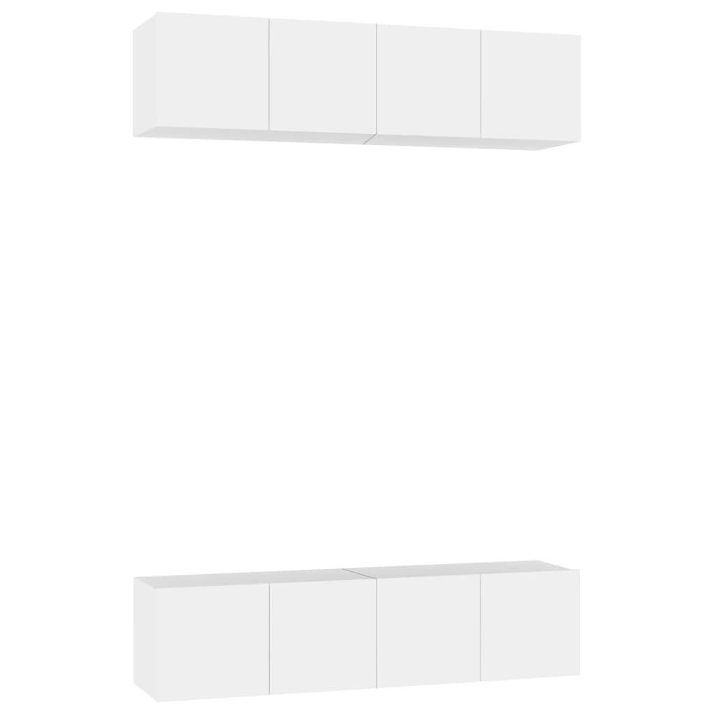 Set dulapuri TV, 4 piese, alb, 60x30x30 cm, lemn prelucrat GartenMobel Dekor