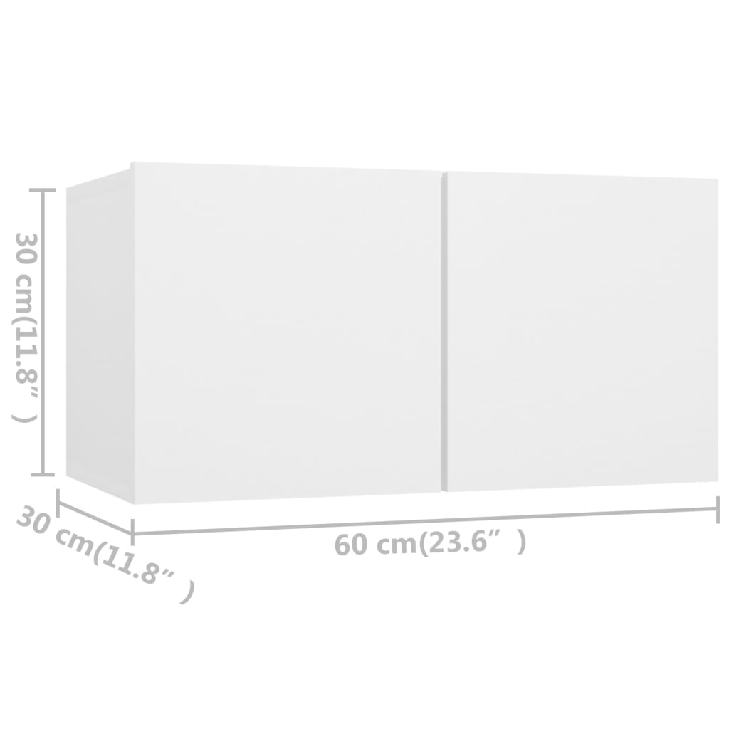 Set dulapuri TV, 4 piese, alb, 60x30x30 cm, lemn prelucrat GartenMobel Dekor