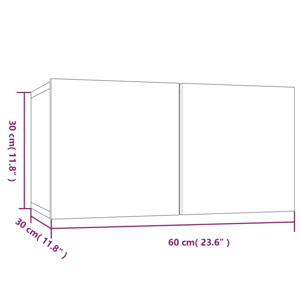 Dulap TV de perete, 4 buc, stejar, 60x30x30 cm, lemn prelucrat GartenMobel Dekor