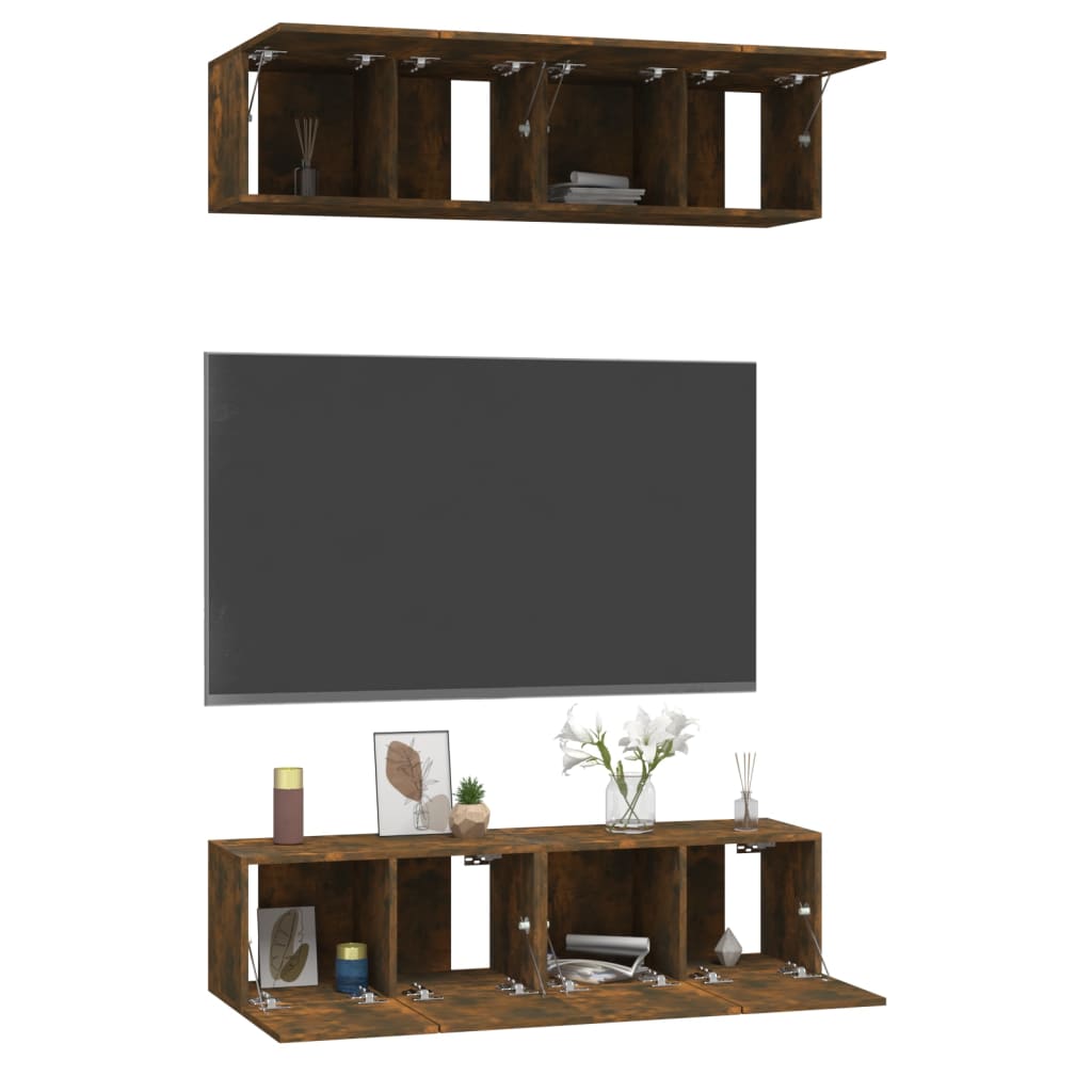 Dulap TV de perete, 4 buc, stejar, 60x30x30 cm, lemn prelucrat GartenMobel Dekor