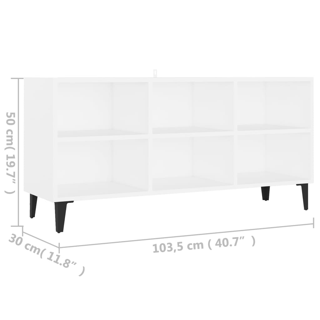 Comodă TV cu picioare metalice, alb, 103,5x30x50 cm GartenMobel Dekor