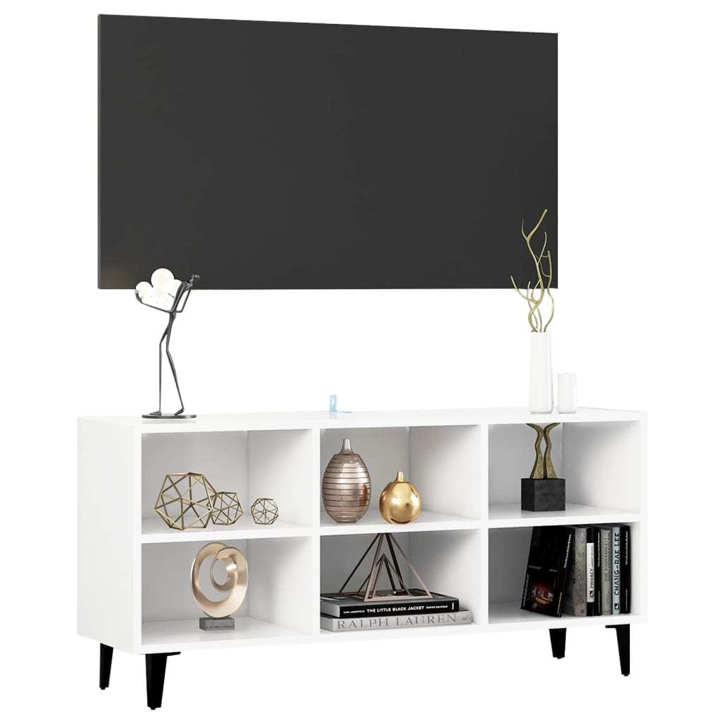 Comodă TV cu picioare metalice, alb, 103,5x30x50 cm GartenMobel Dekor