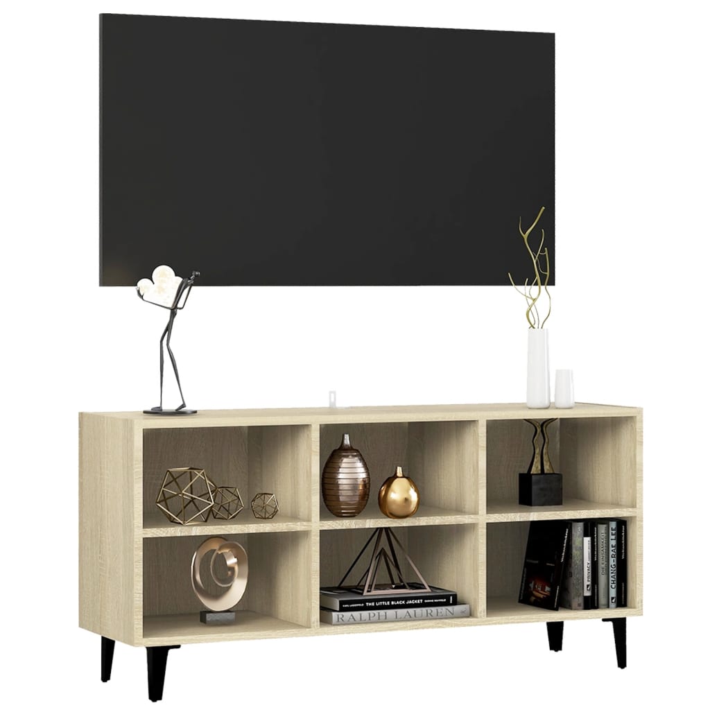 Comodă TV cu picioare metalice, stejar sonoma, 103,5x30x50 cm GartenMobel Dekor
