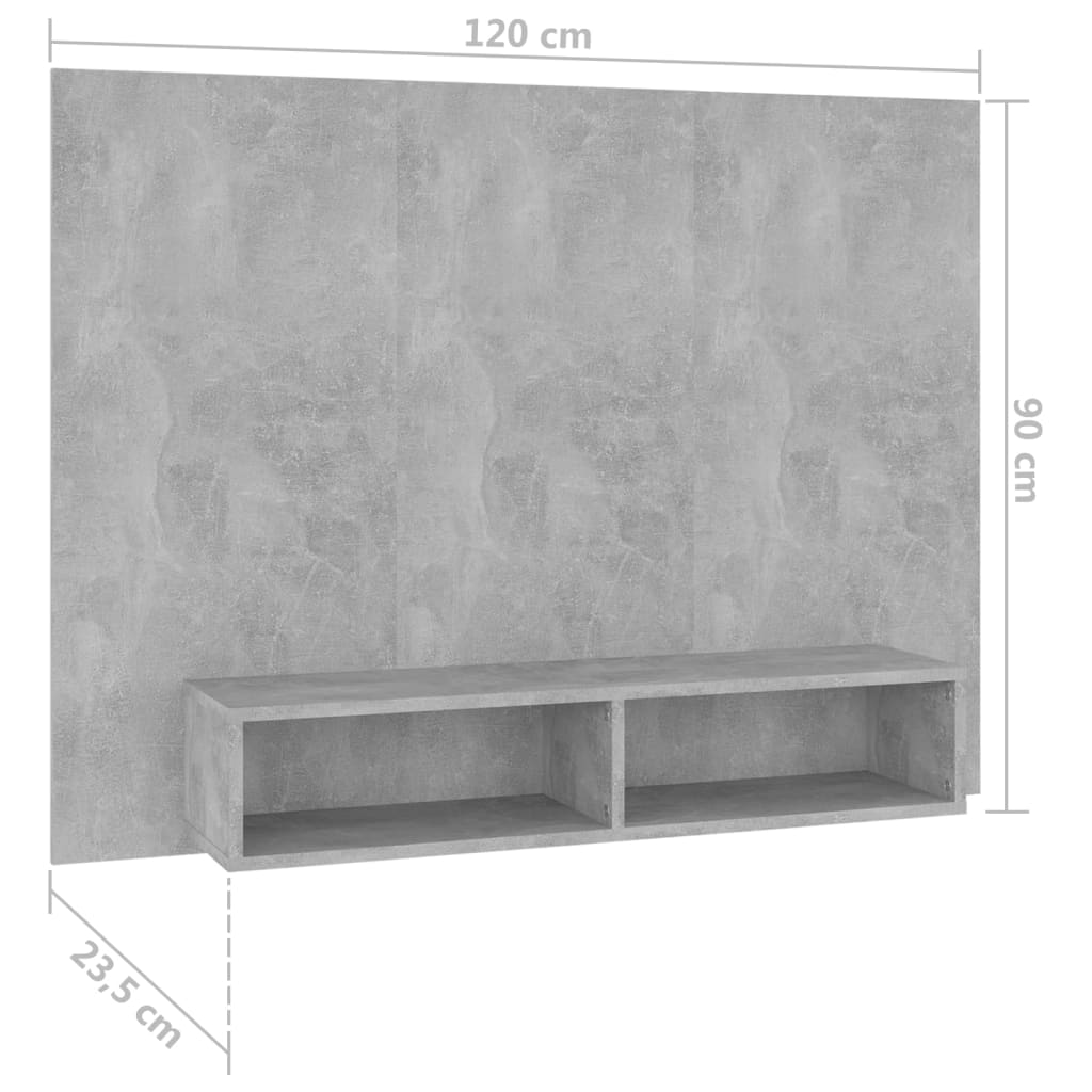 Comodă TV de perete, gri beton, 120x23,5x90 cm, PAL GartenMobel Dekor