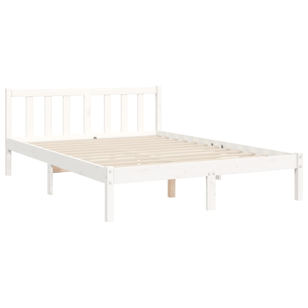 Cadru de pat fără saltea, alb, 140x190 cm, lemn masiv de pin GartenMobel Dekor