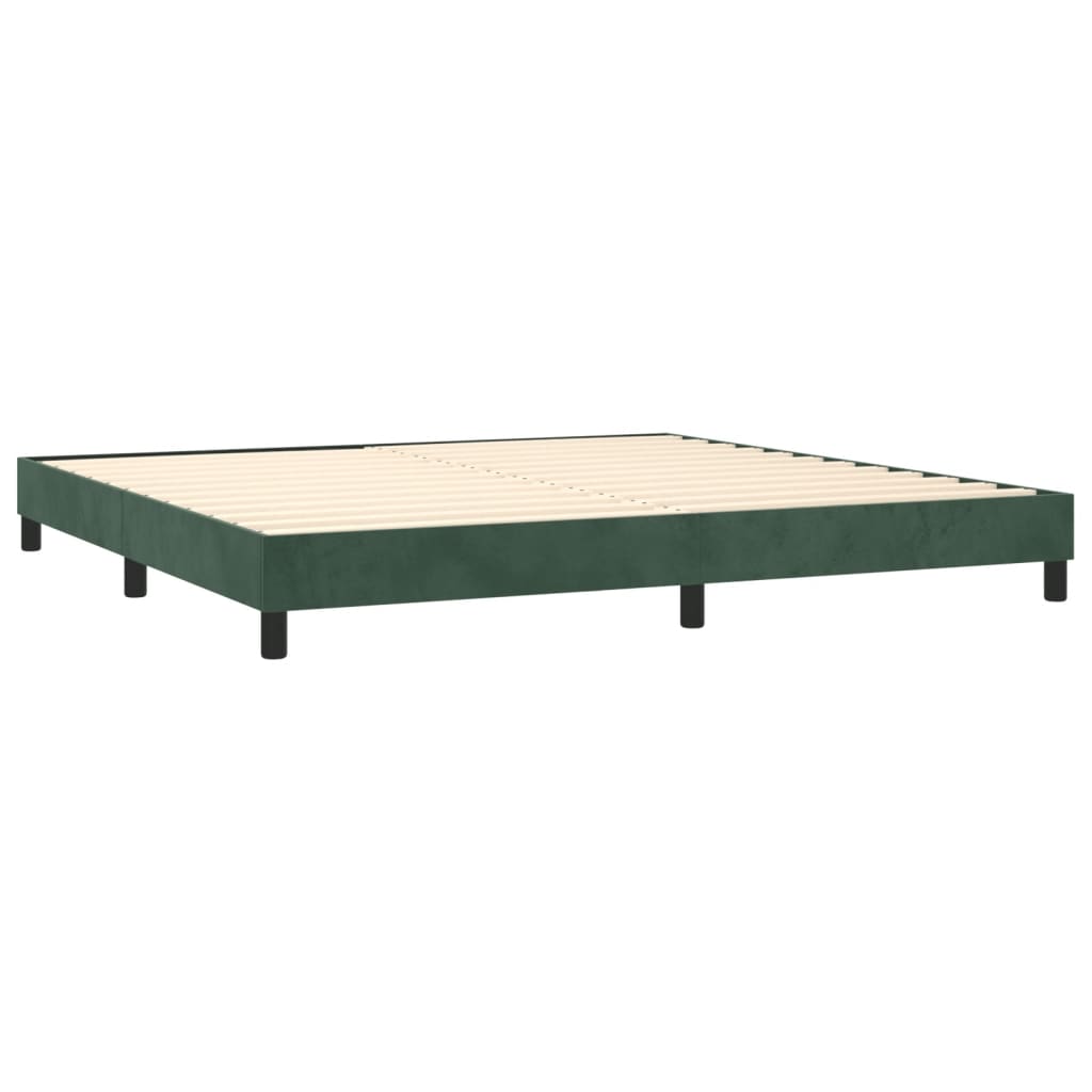 Pat box spring cu saltea, verde închis, 200x200 cm, catifea GartenMobel Dekor