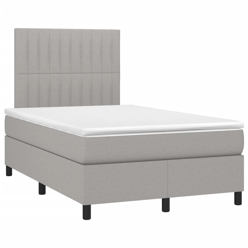 Pat box spring cu saltea, gri deschis, 120x190 cm, textil GartenMobel Dekor