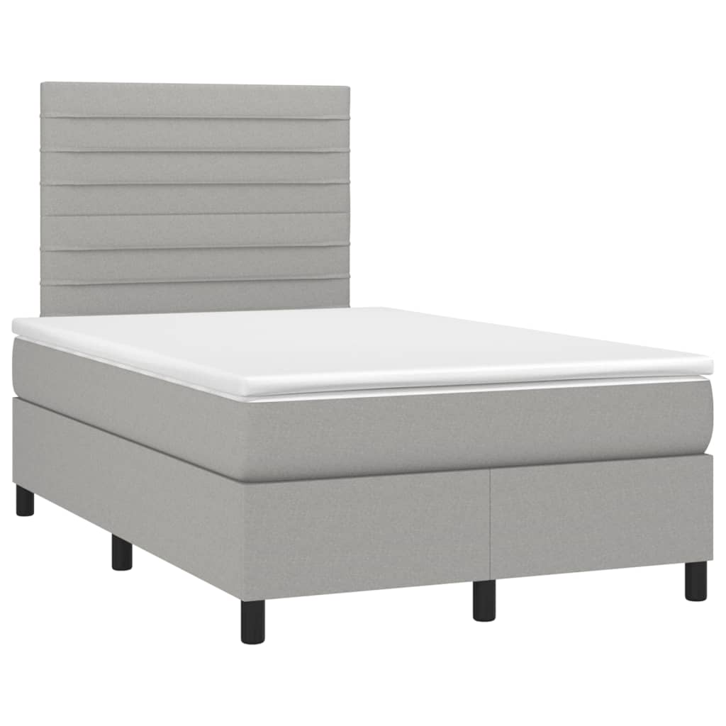 Pat box spring cu saltea, gri deschis, 120x190 cm, textil GartenMobel Dekor