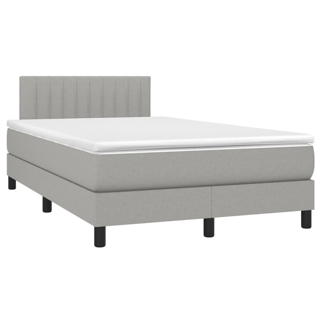 Pat cu arcuri, saltea și LED, gri deschis, 120x190 cm, textil GartenMobel Dekor