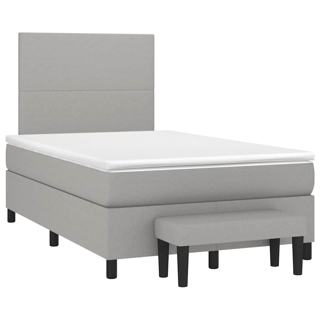 Pat box spring cu saltea, gri deschis, 120x190 cm, textil GartenMobel Dekor
