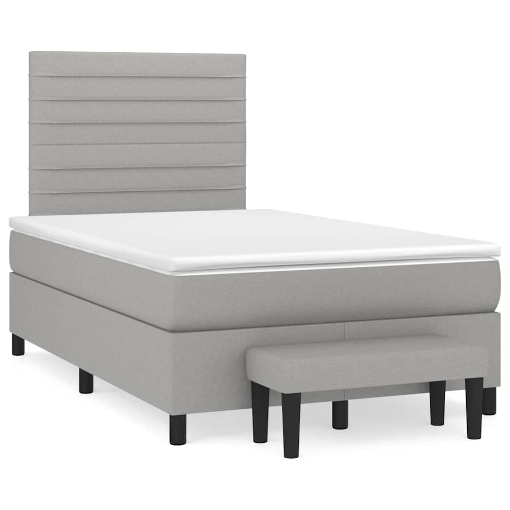 Pat box spring cu saltea, gri deschis, 120x190 cm, textil GartenMobel Dekor