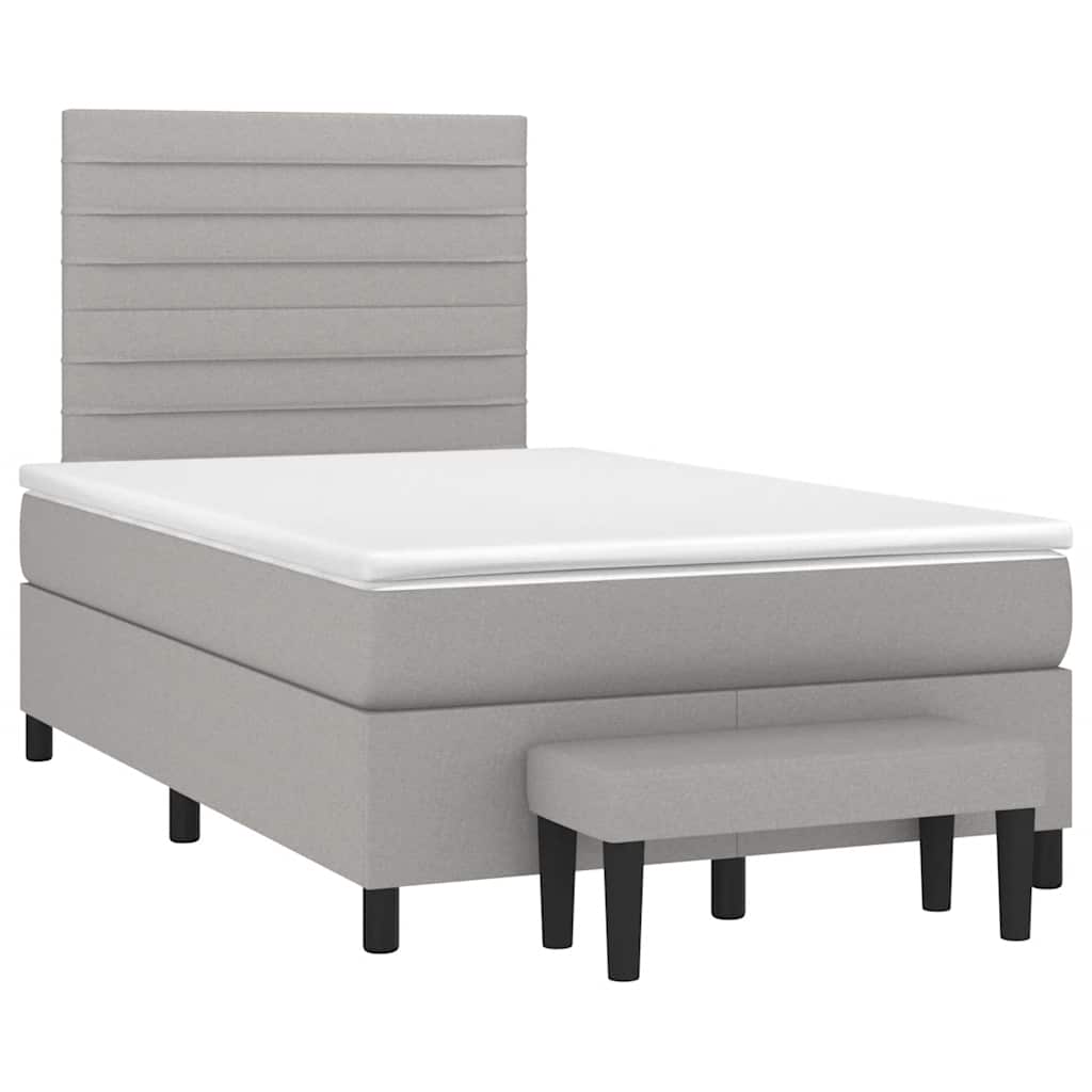 Pat box spring cu saltea, gri deschis, 120x190 cm, textil GartenMobel Dekor
