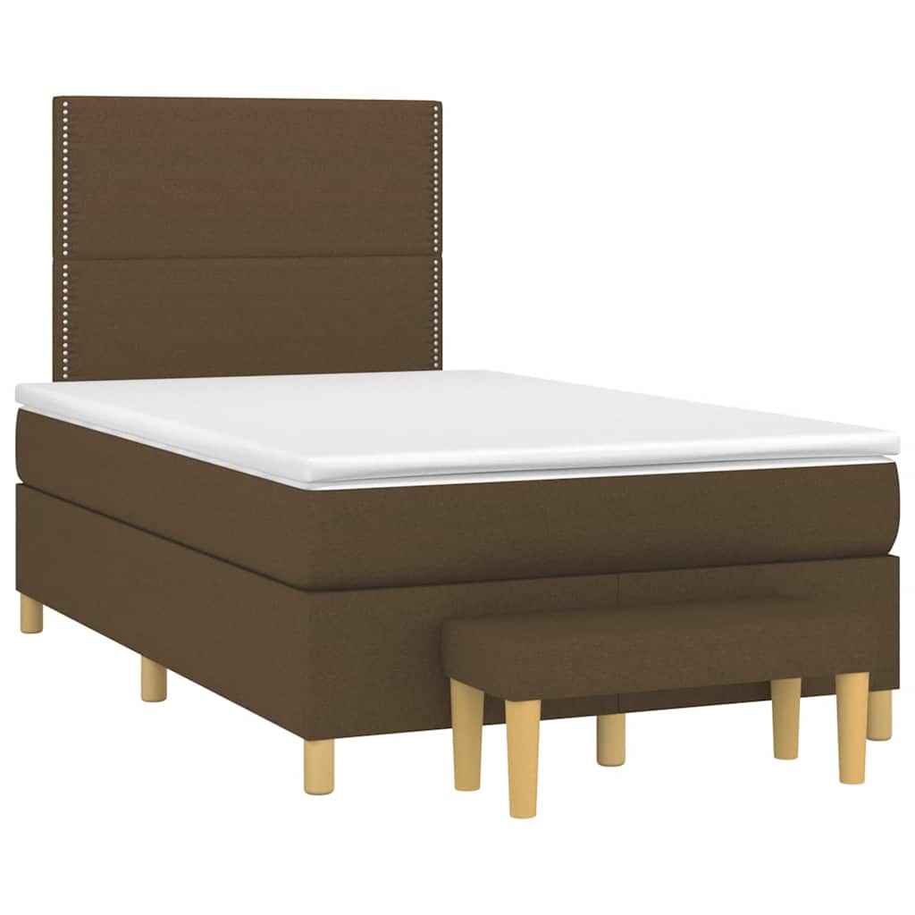 Pat box spring cu saltea, maro închis, 120x190 cm, textil GartenMobel Dekor