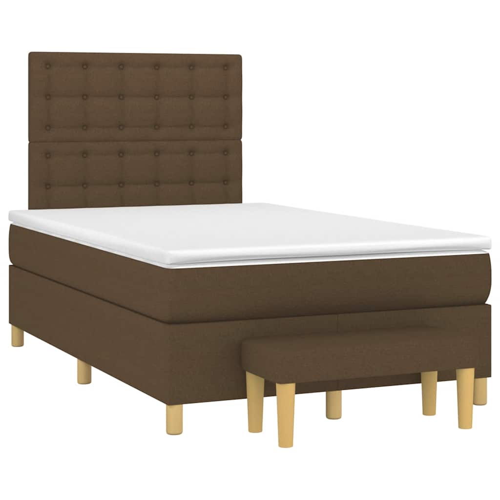 Pat box spring cu saltea, maro închis, 120x190 cm, textil GartenMobel Dekor