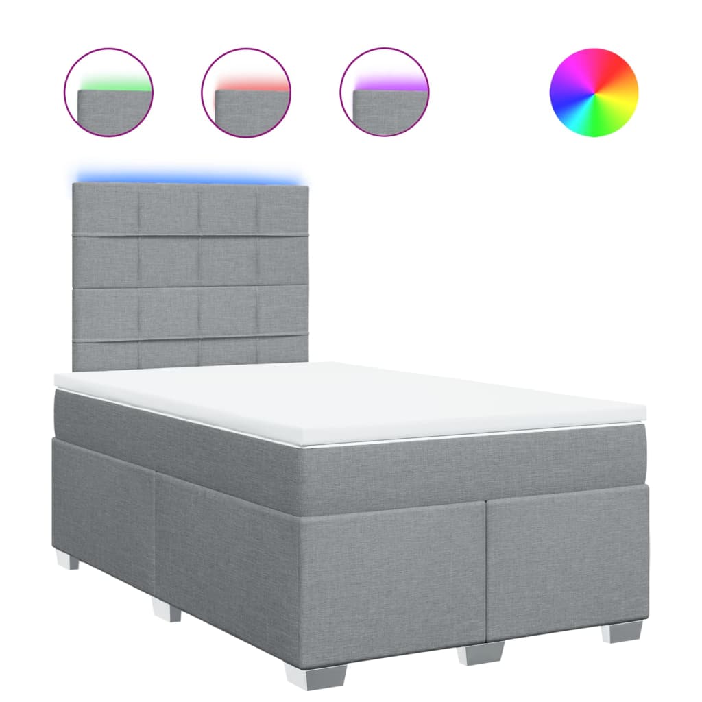 Pat box spring cu saltea, gri deschis, 120x190 cm, textil GartenMobel Dekor