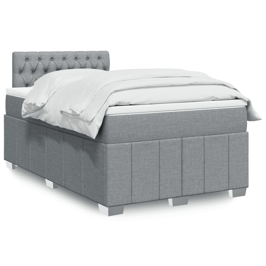 Pat box spring cu saltea, gri deschis, 120x190 cm, textil GartenMobel Dekor