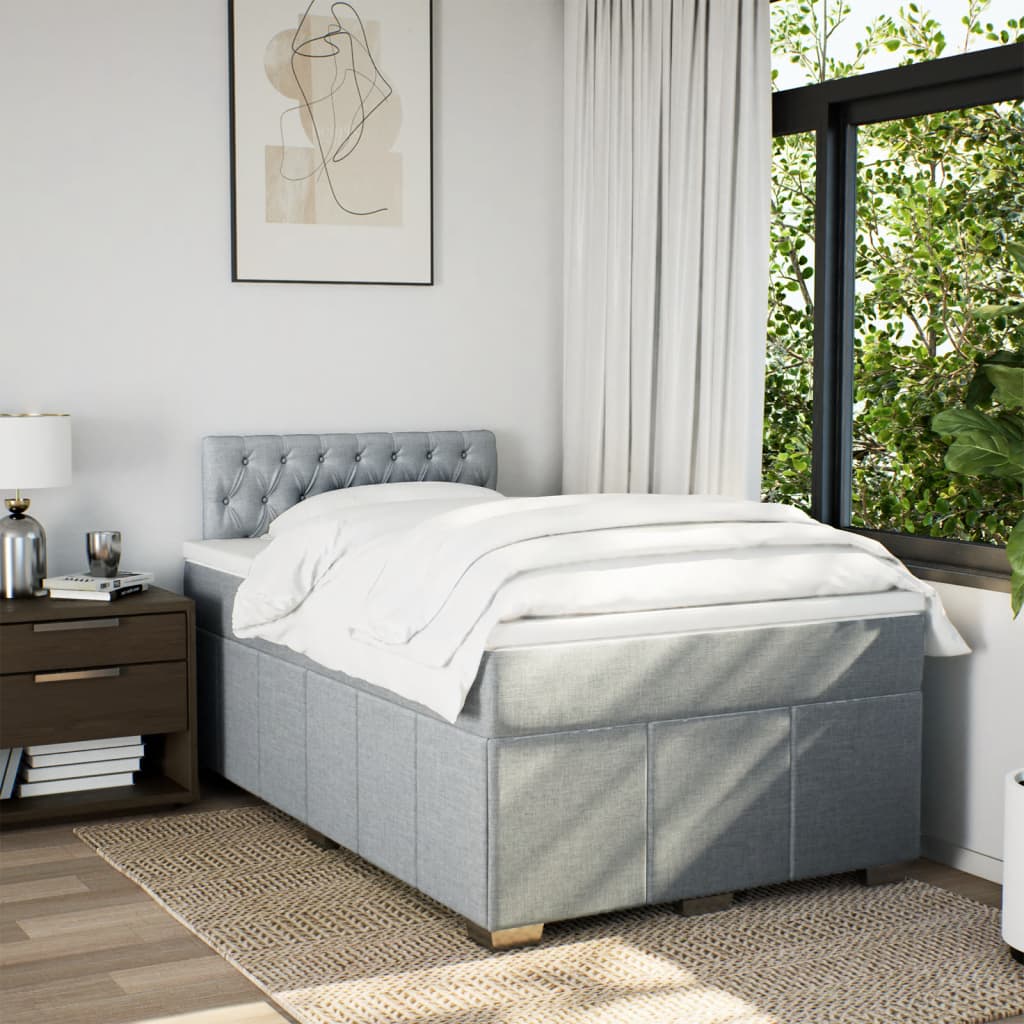 Pat box spring cu saltea, gri deschis, 120x190 cm, textil GartenMobel Dekor