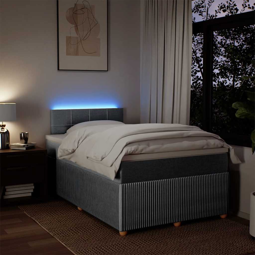 Pat box spring cu saltea, gri deschis, 120x190 cm, textil GartenMobel Dekor