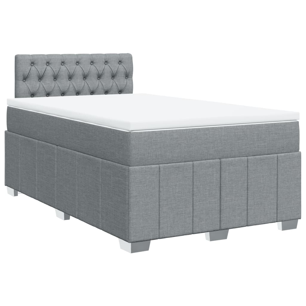 Pat box spring cu saltea, gri deschis, 120x190 cm, textil GartenMobel Dekor