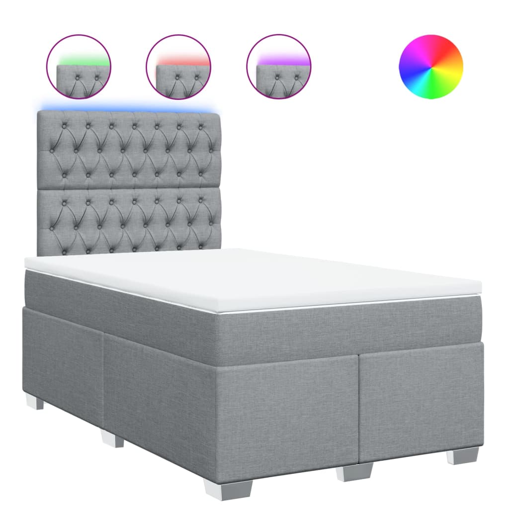 Pat box spring cu saltea, gri deschis, 120x190 cm, textil GartenMobel Dekor