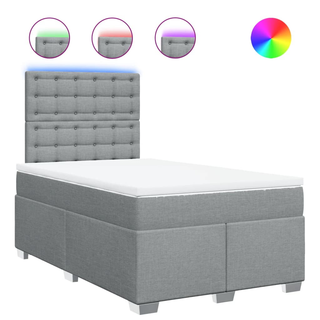 Pat box spring cu saltea, gri deschis, 120x190 cm, textil GartenMobel Dekor