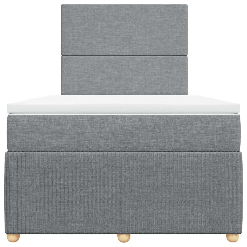 Pat box spring cu saltea, gri deschis, 120x190 cm, textil GartenMobel Dekor