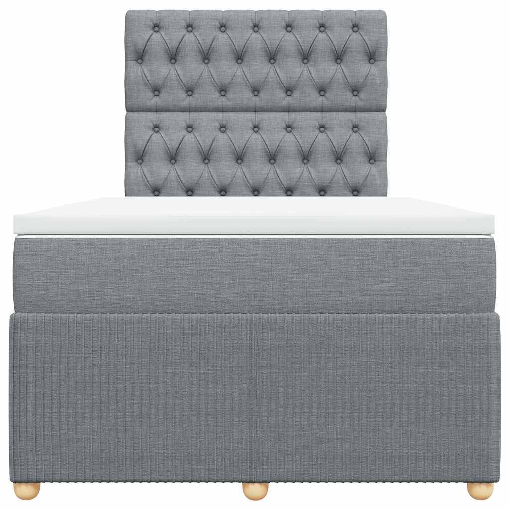 Pat box spring cu saltea, gri deschis, 120x190 cm, textil GartenMobel Dekor