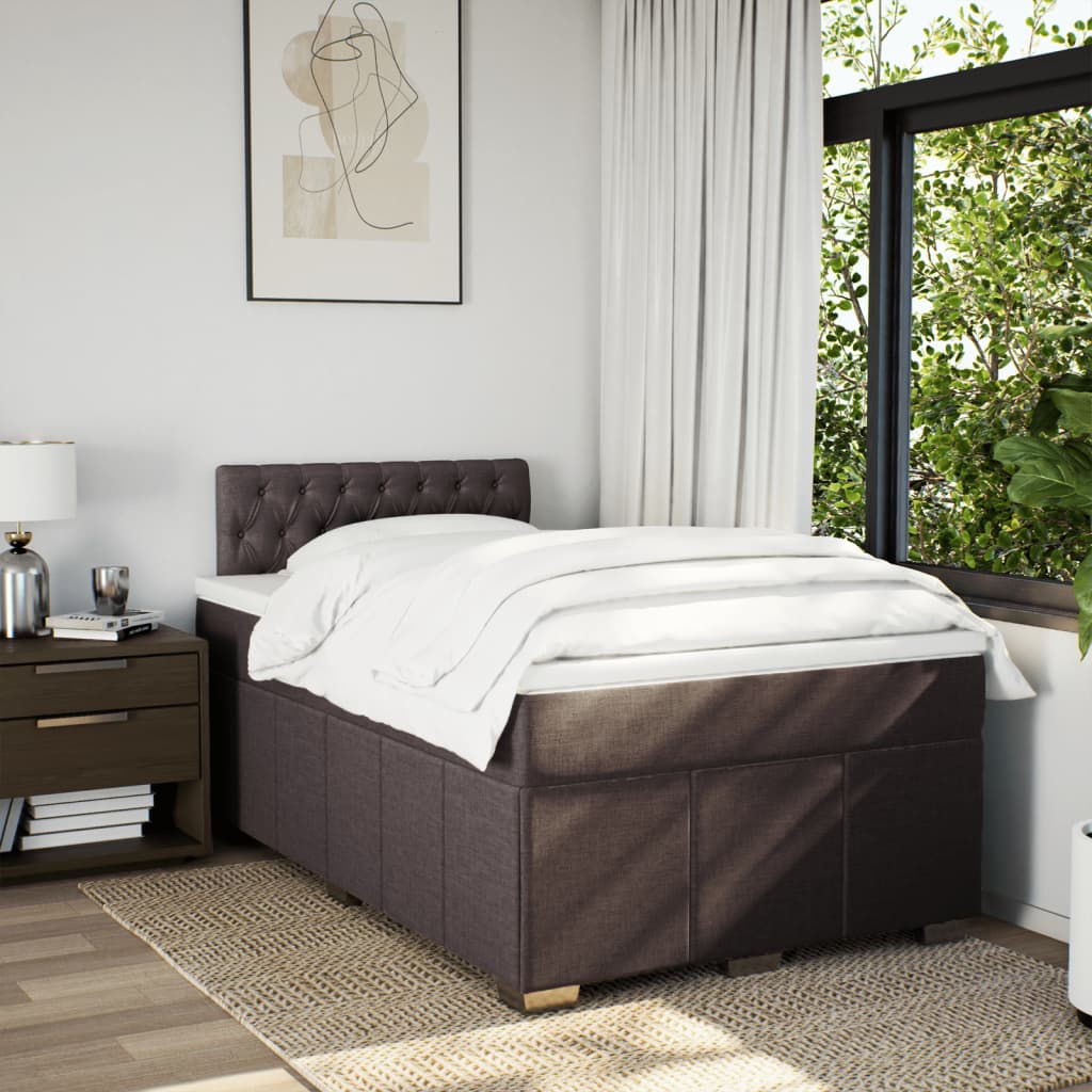 Pat box spring cu saltea, maro închis, 120x190 cm, textil GartenMobel Dekor