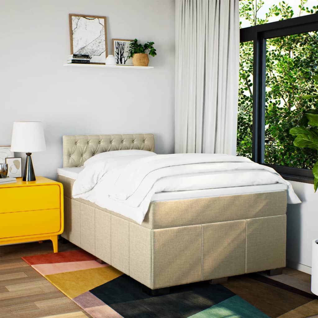 Pat continental cu saltea, crem, 120x190 cm, textil GartenMobel Dekor