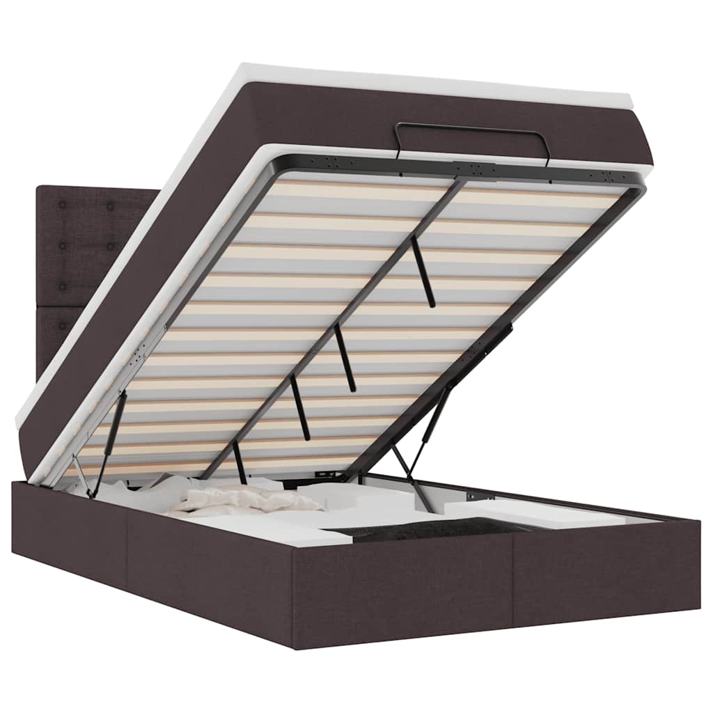 Cadru de pat otoman cu saltea țesătură maro închis 120x190 cm GartenMobel Dekor