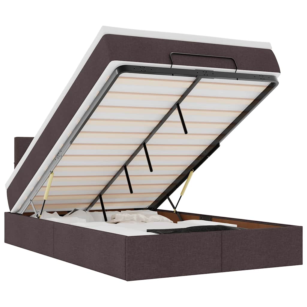 Cadru de pat otoman cu saltea țesătură maro închis 120x190 cm GartenMobel Dekor
