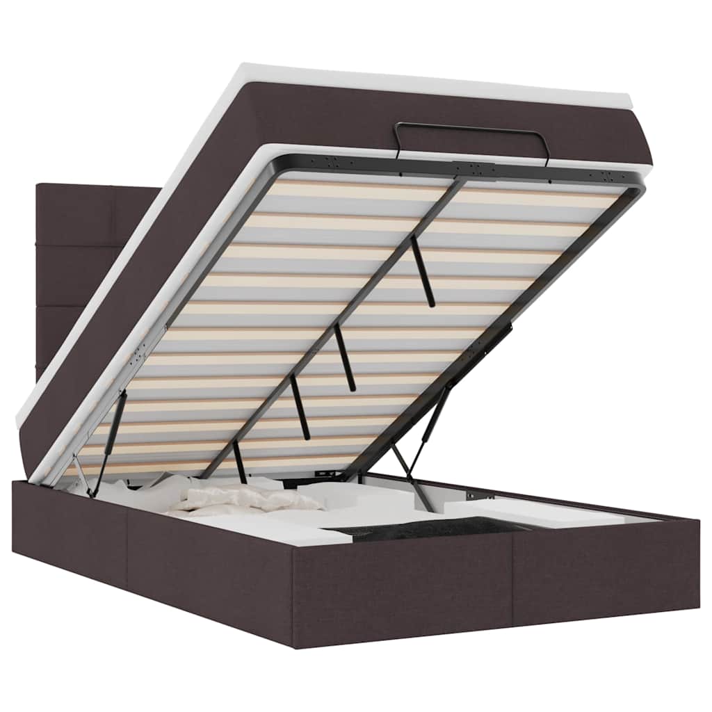 Cadru de pat otoman cu saltea țesătură maro închis 120x190 cm GartenMobel Dekor