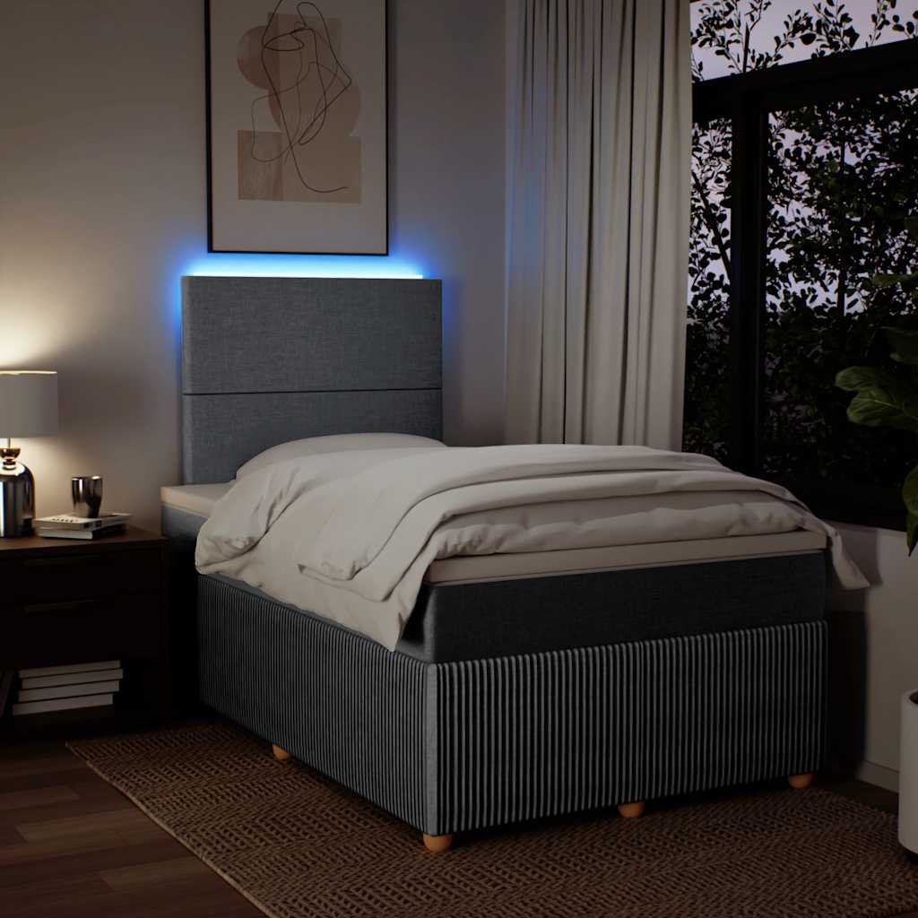 Pat box spring cu saltea, gri deschis, 120x190 cm, textil GartenMobel Dekor