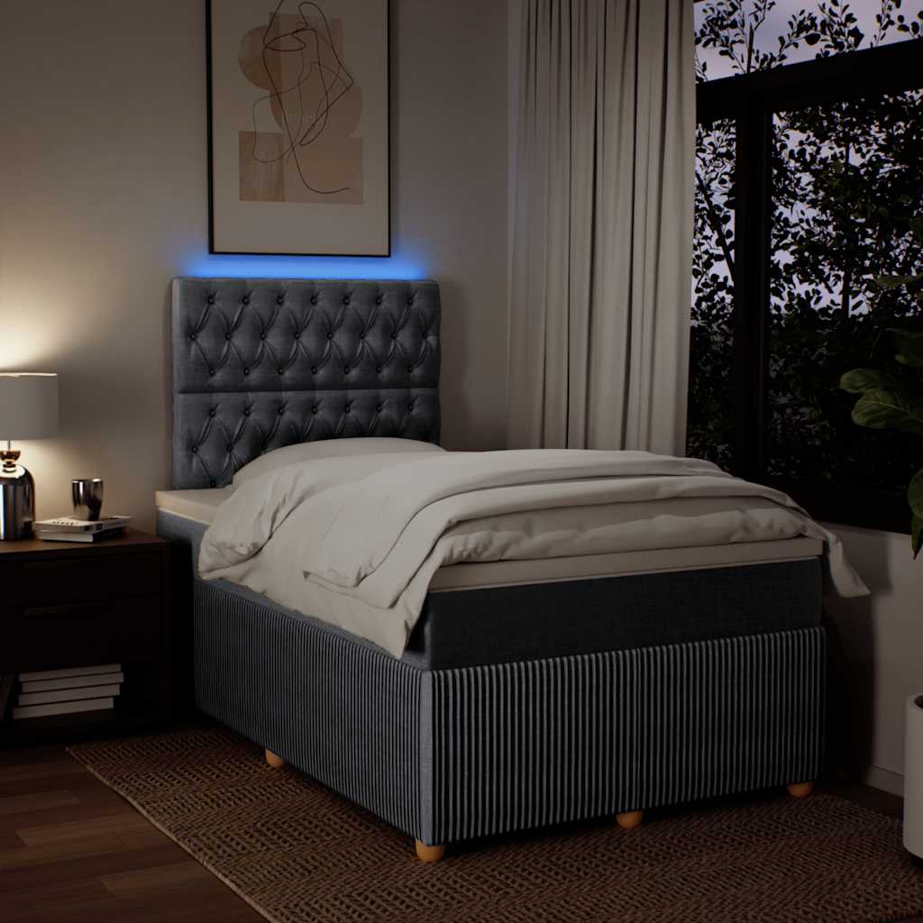 Pat box spring cu saltea, gri deschis, 120x190 cm, textil GartenMobel Dekor